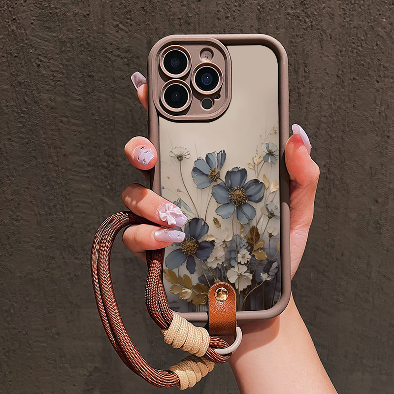 Samsung Galaxy Strap - Blue Flower Lanyard Strap Rope Phone