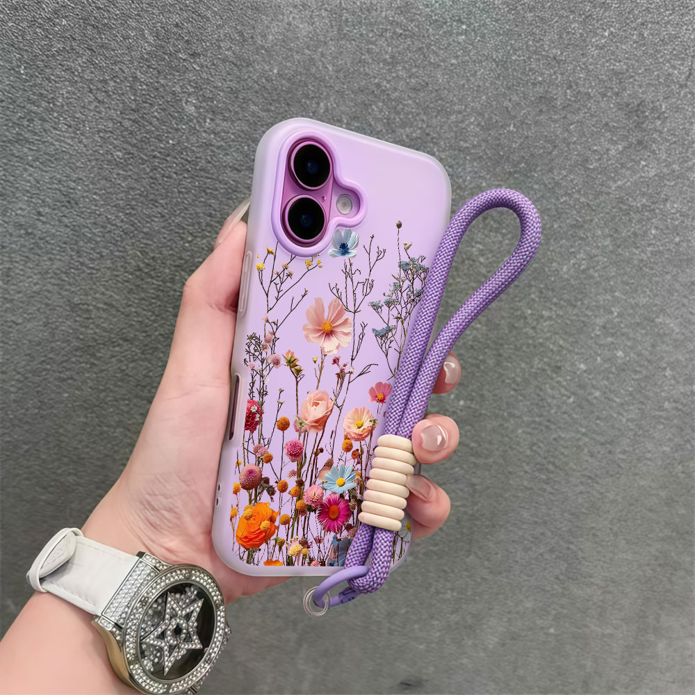 Samsung Galaxy Strap - Lanyard Colorful Floral Phone Case For