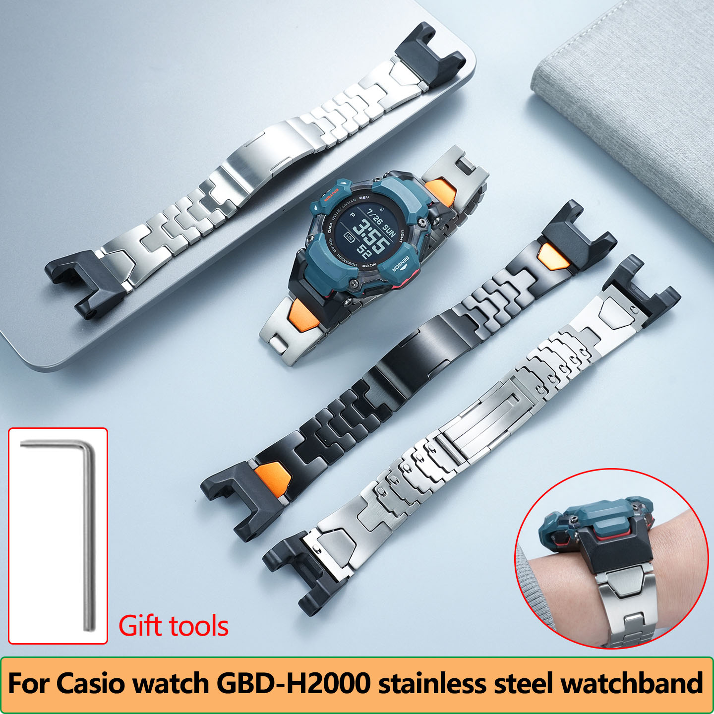 Casio Watches Smartwatch - GBD-H2000 waterproof metal strap bracelet for