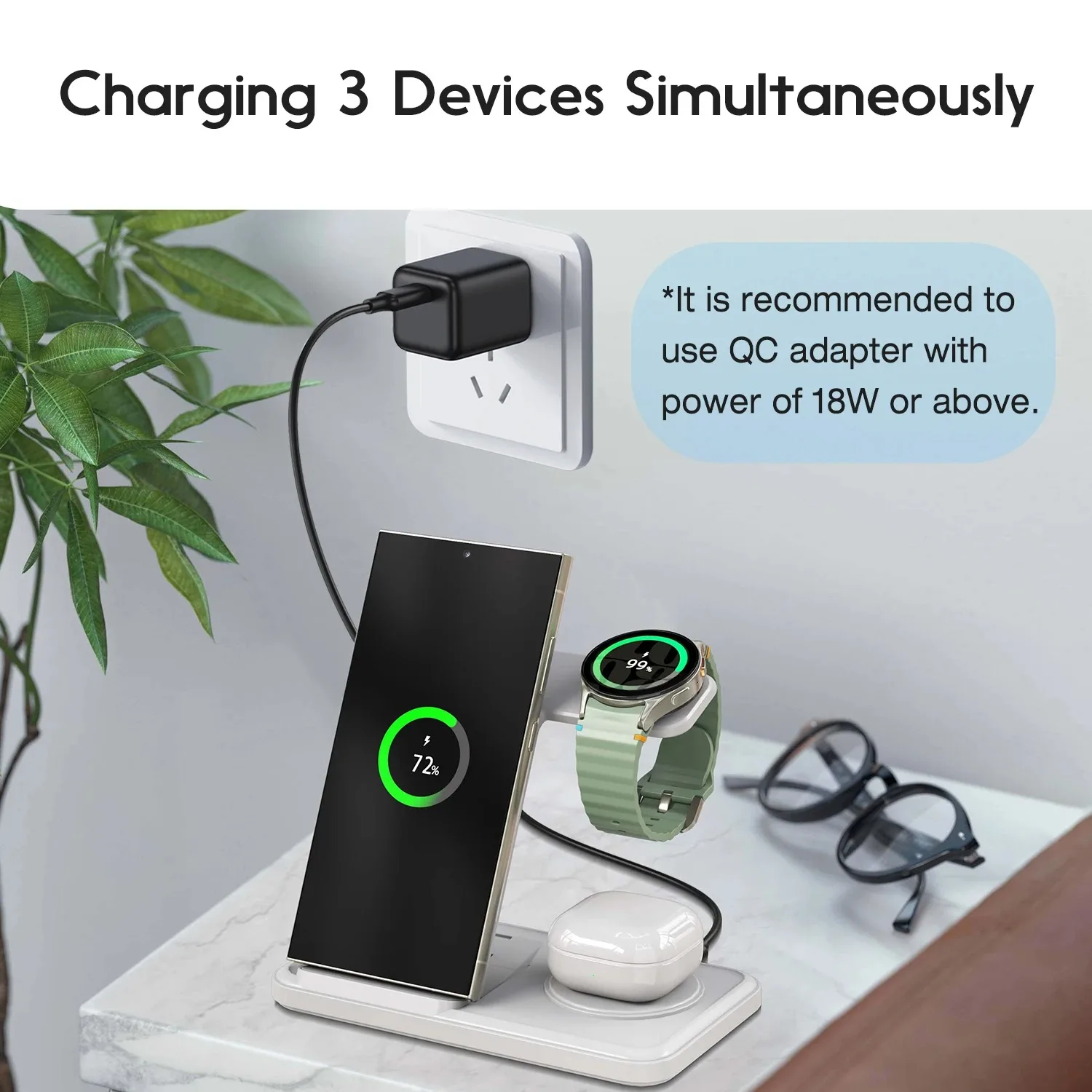Desktop 3-in-1 Wireless Charge - Smartwatch Apple Watch ulasan dan harga