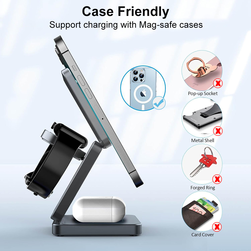 Wireless Charger 3 in 1 Foldab - Smartwatch Apple Watch ulasan dan harga