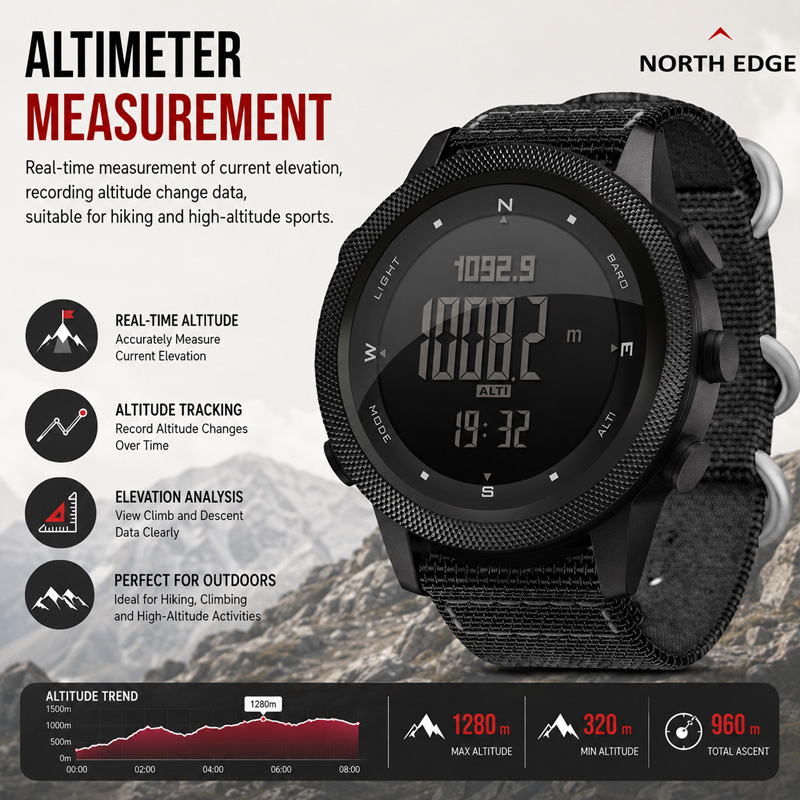 NORTH EDGE APACHE-46 Men Digit - Altimeter Compass Watch ulasan dan harga