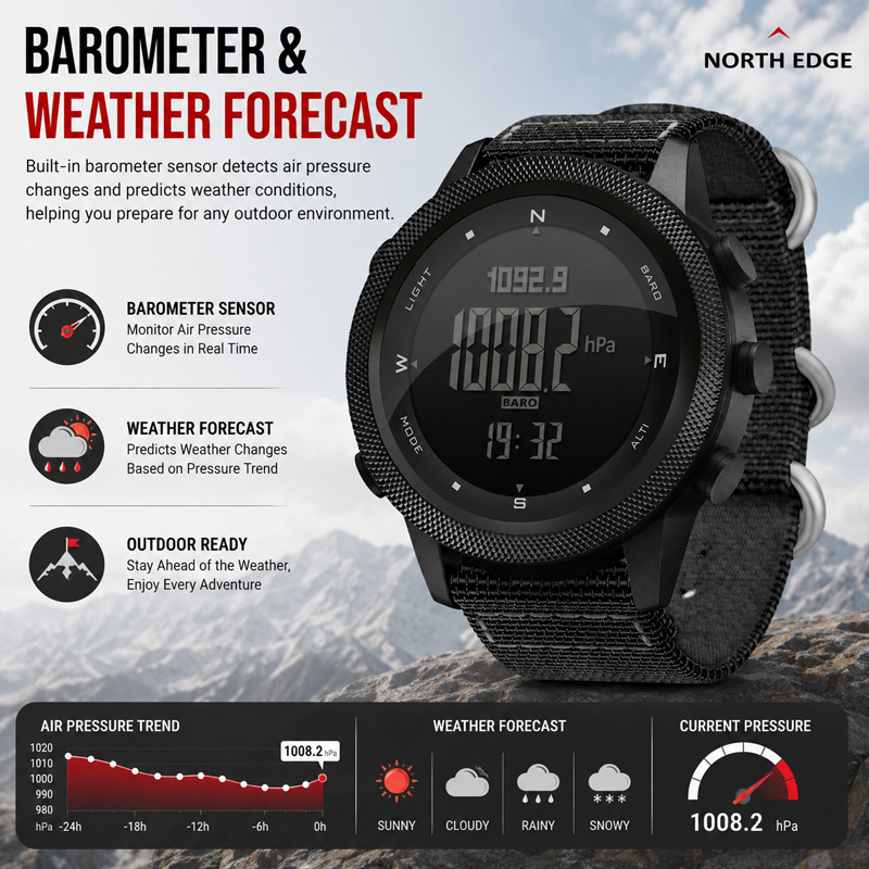 NORTH EDGE APACHE-46 Men Digit - Altimeter Compass Watch ulasan dan harga