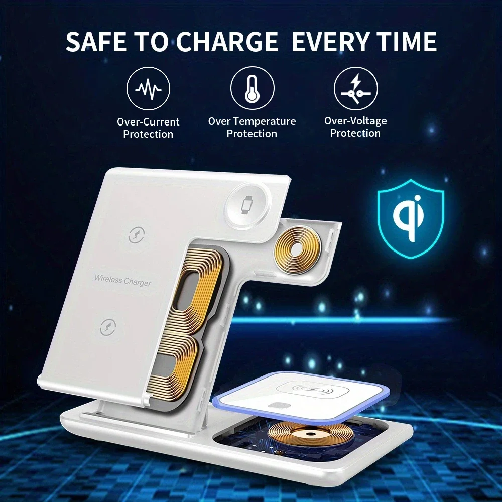 3 In 1 Wireless Charger Foldab - Smartwatch Phone Watches ulasan dan harga