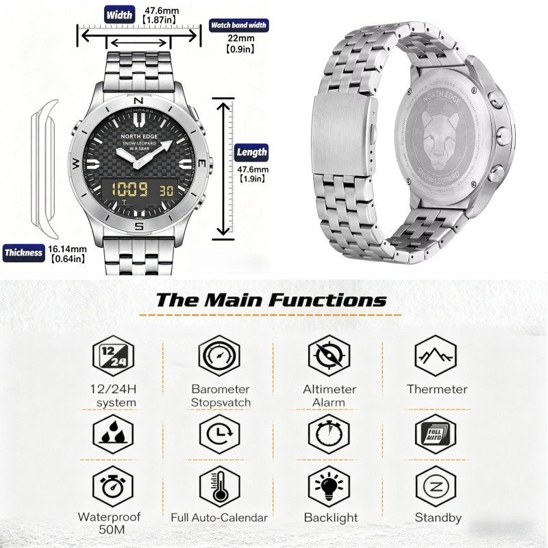 NORTH EDGE Men Outdoor Digital - Altimeter Compass Watch ulasan dan harga