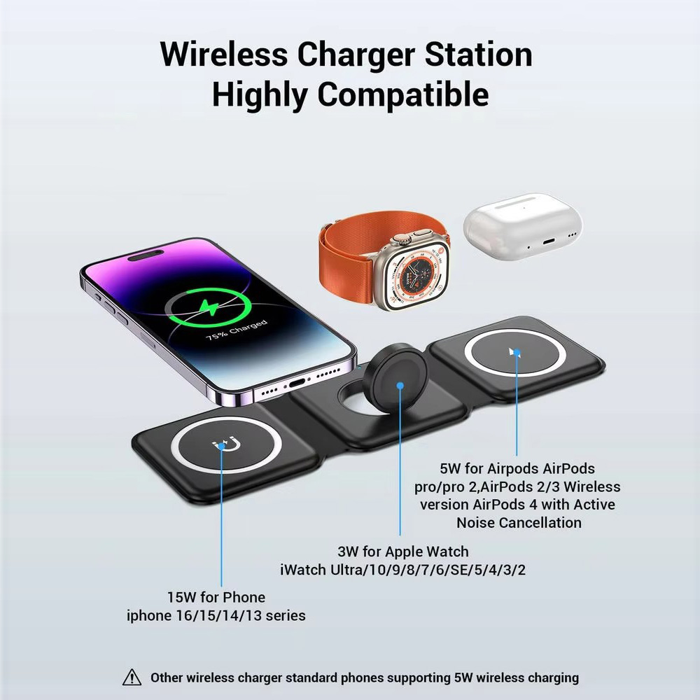 3-in-1 Magnetic Folding Wirele - Smartwatch Phone Watches ulasan dan harga