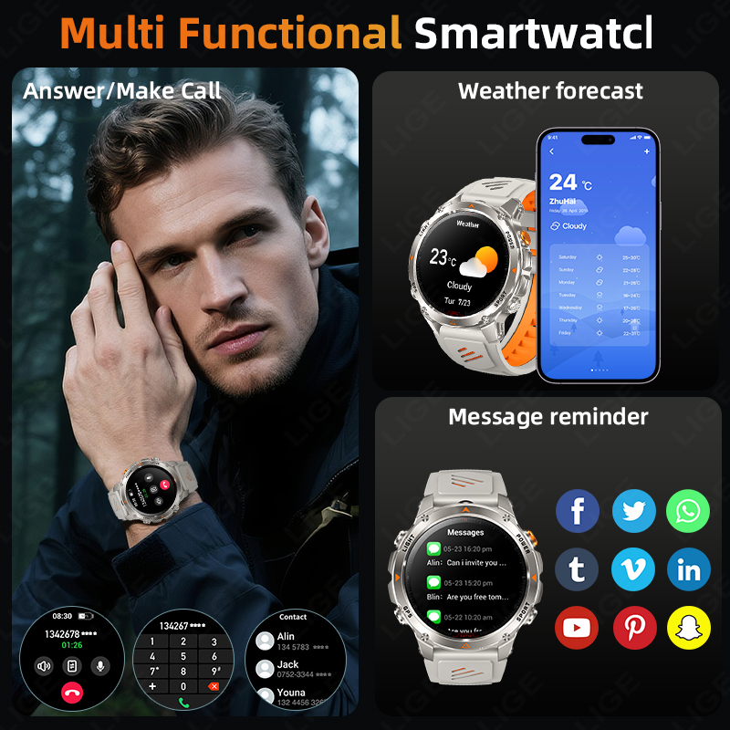 LIGE Rugged GPS Track Smart Wa - Watch Smartwatch ulasan dan harga