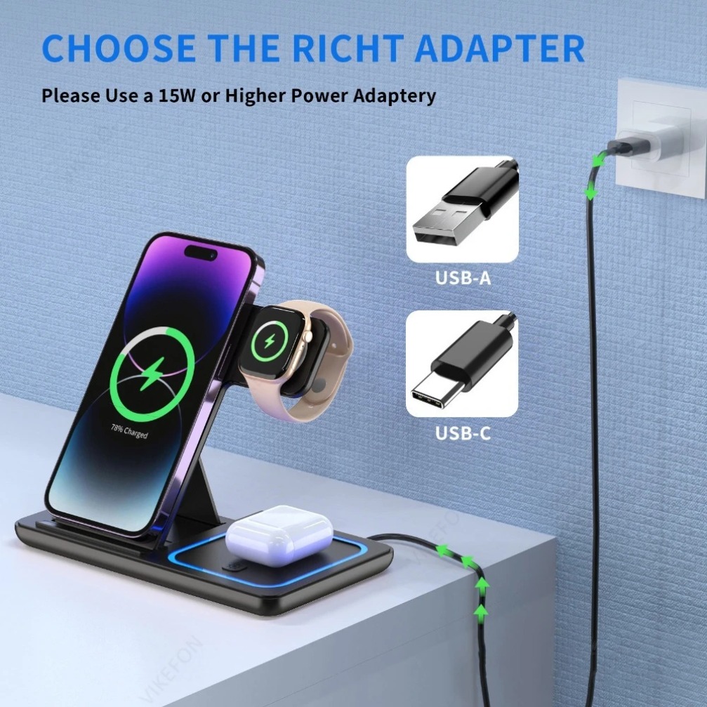 Foldable 3 in 1 Wireless Charg - Smartwatch Apple Watch ulasan dan harga