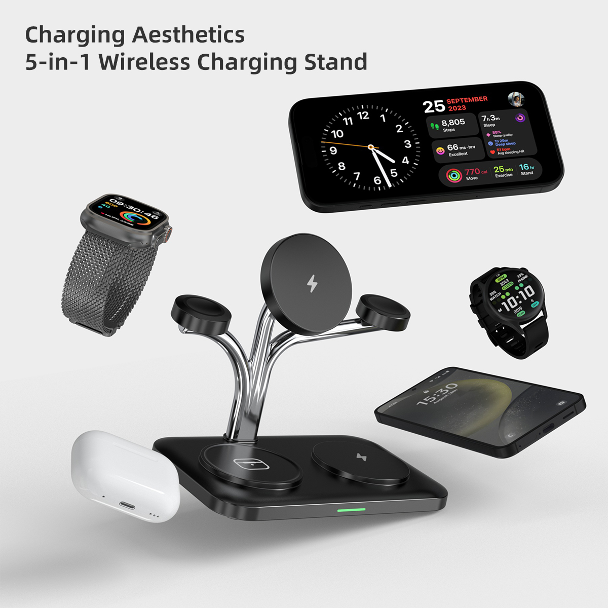 5 IN 1 Magnetic Wireless Charg - Smartwatch Phone Watches ulasan dan harga