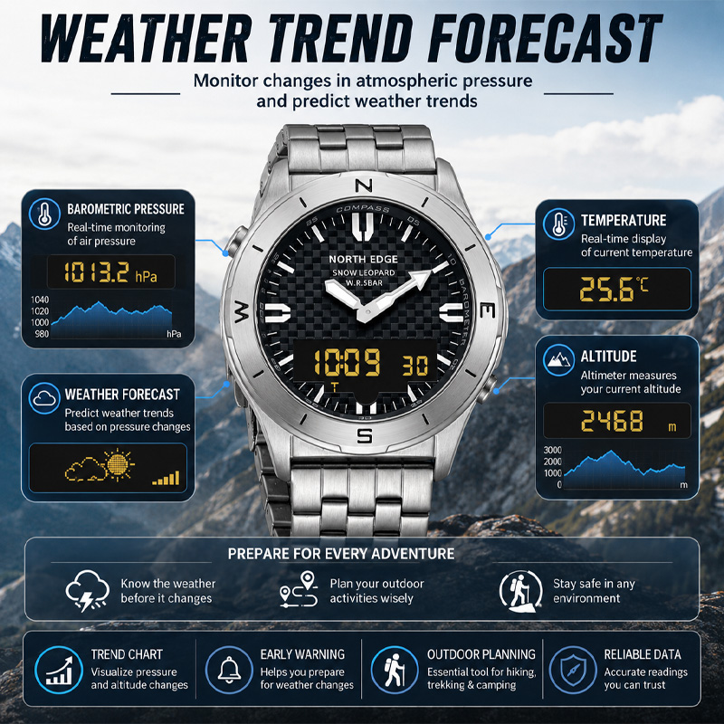 NORTH EDGE Men's Sports Digita - Altimeter Compass Watch ulasan dan harga