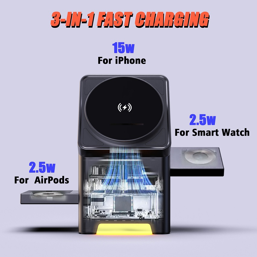 3 in 1 Magnetic Wireless Charg - Smartwatch Apple Watch ulasan dan harga